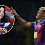 Lamine Yamal mừng bàn thắng theo cách đặc biệt trước mặt Nicki Nicole
